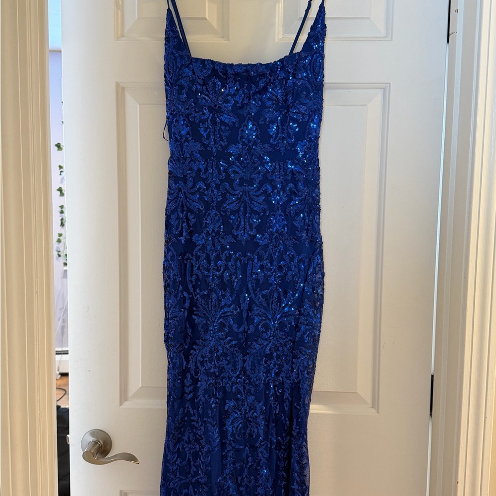 Windsor Royal Blue Sequin Maxi Prom Dress
